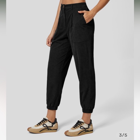 Mid Rise Button Zipper Multiple Pockets Corduroy Casual Joggers - Picture 3 of 5